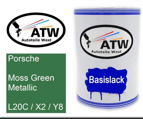 Porsche, Moss Green Metallic, L20C / X2 / Y8: 500ml Lackdose, von ATW Autoteile West.